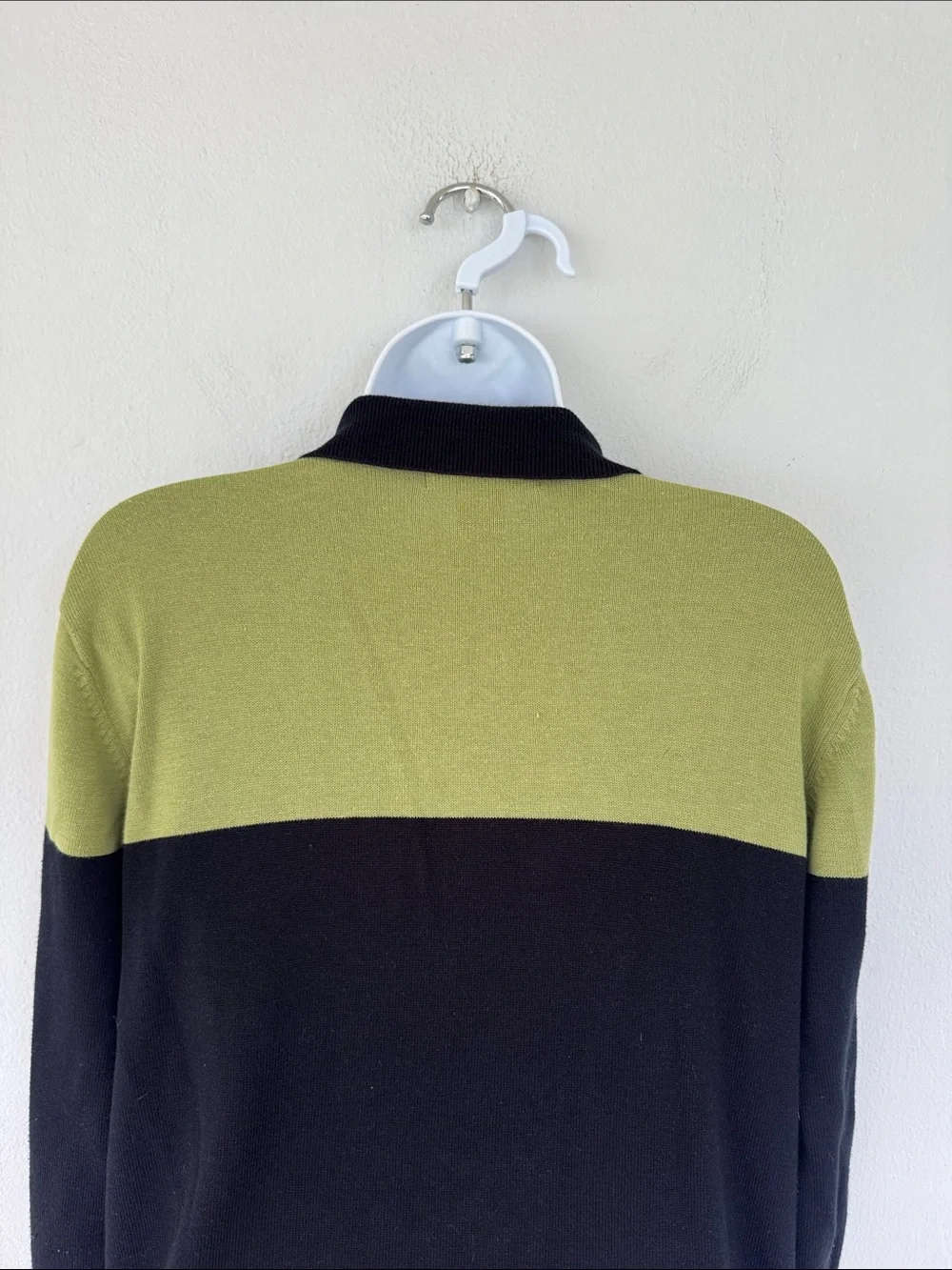 Dressbarn green full zip collared cotton blend cardigan sweater size medium